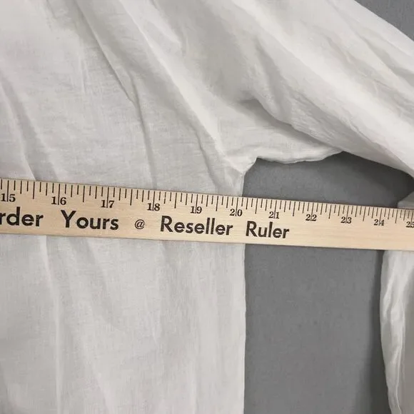 Cleobella Blouse Womens XS White Wendy Top Ruffle Smocked Boho Organic Cotton - Picture 11 of 14